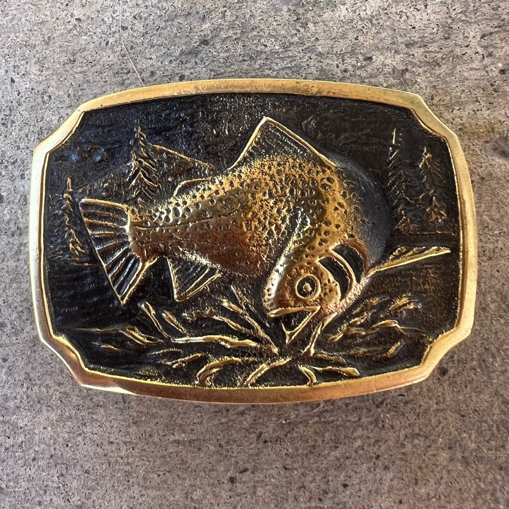 Vintage solid brass belt buckle made in USA